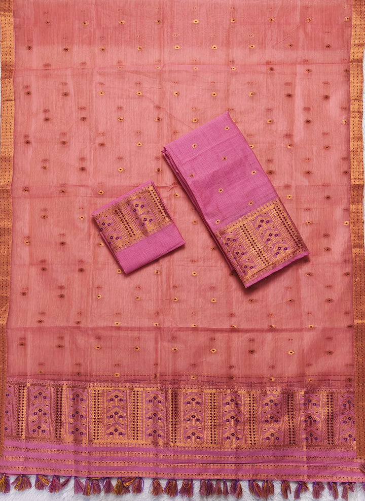 Ready-To-Wear Copper Jari Super Cotton Mekhela Art-Nuni Sador