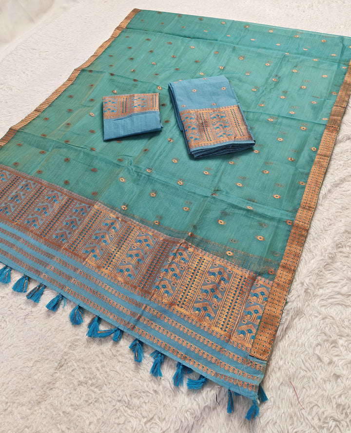 Ready-To-Wear Copper Jari Super Cotton Mekhela Art-Nuni Sador