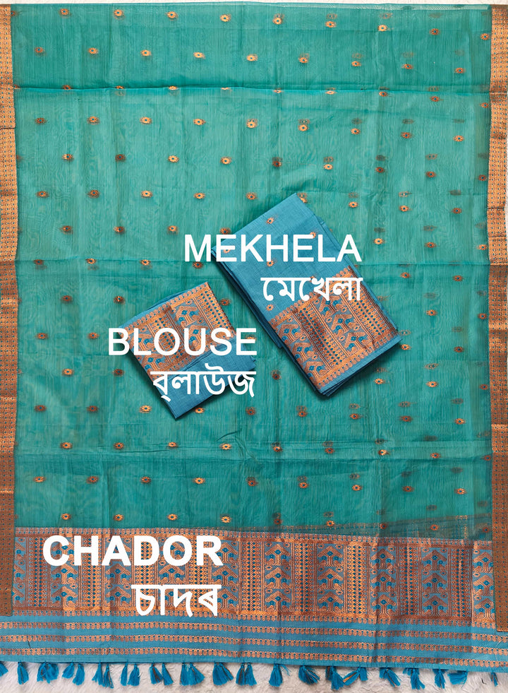 Ready-To-Wear Copper Jari Super Cotton Mekhela Art-Nuni Sador