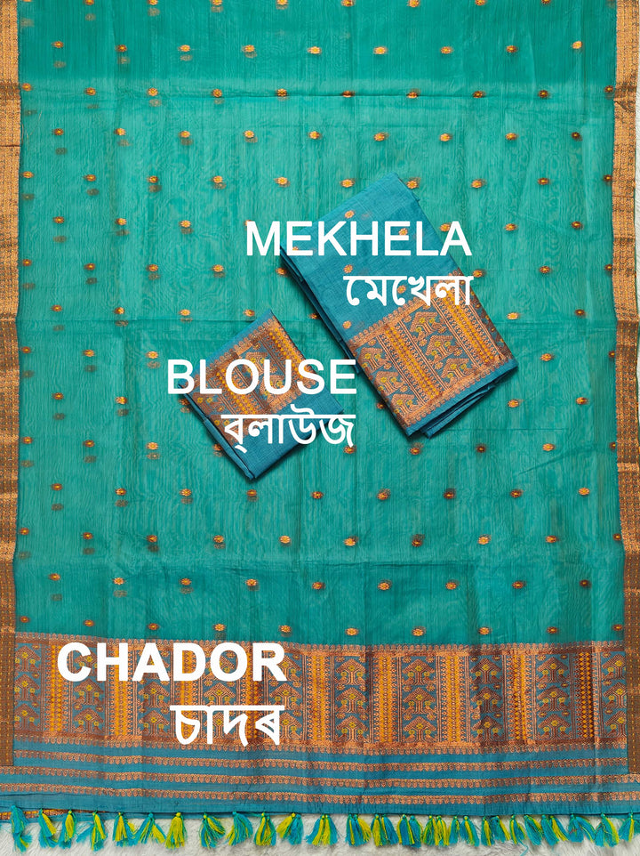 Ready-To-Wear Copper Jari Super Cotton Mekhela Art-Nuni Sador