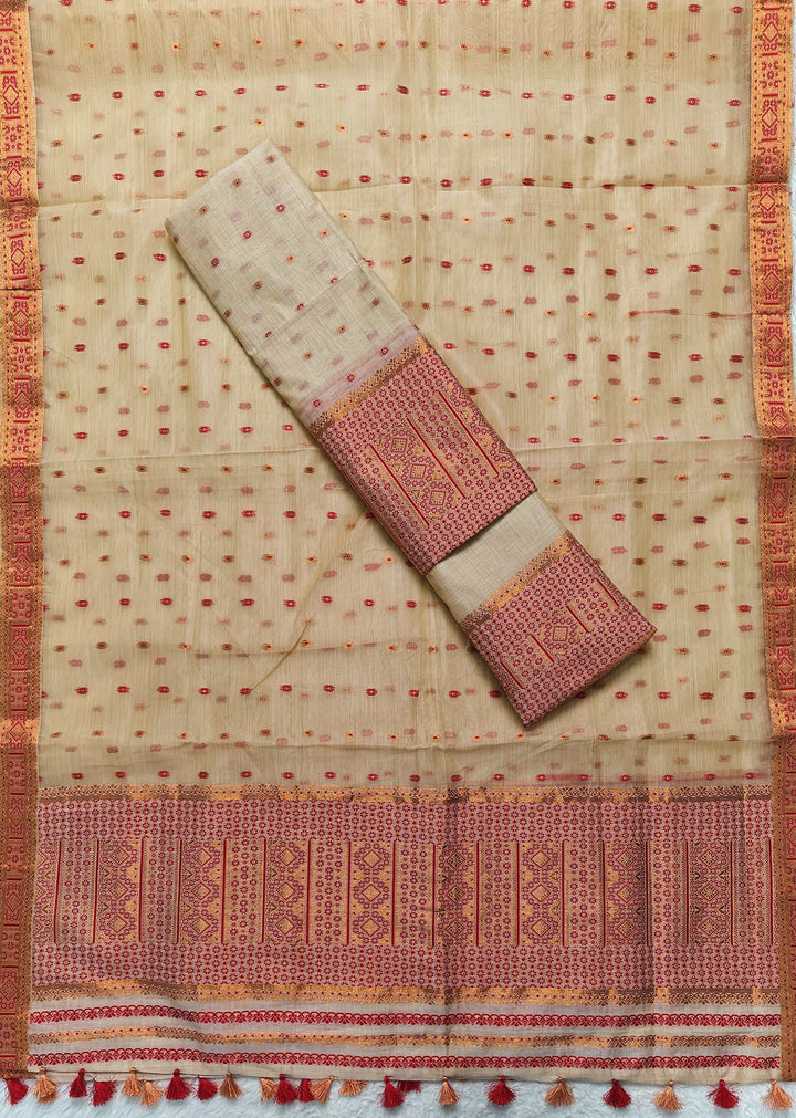 Ready-To-Wear Copper Jari Super Cotton Mekhela Art-Nuni Sador