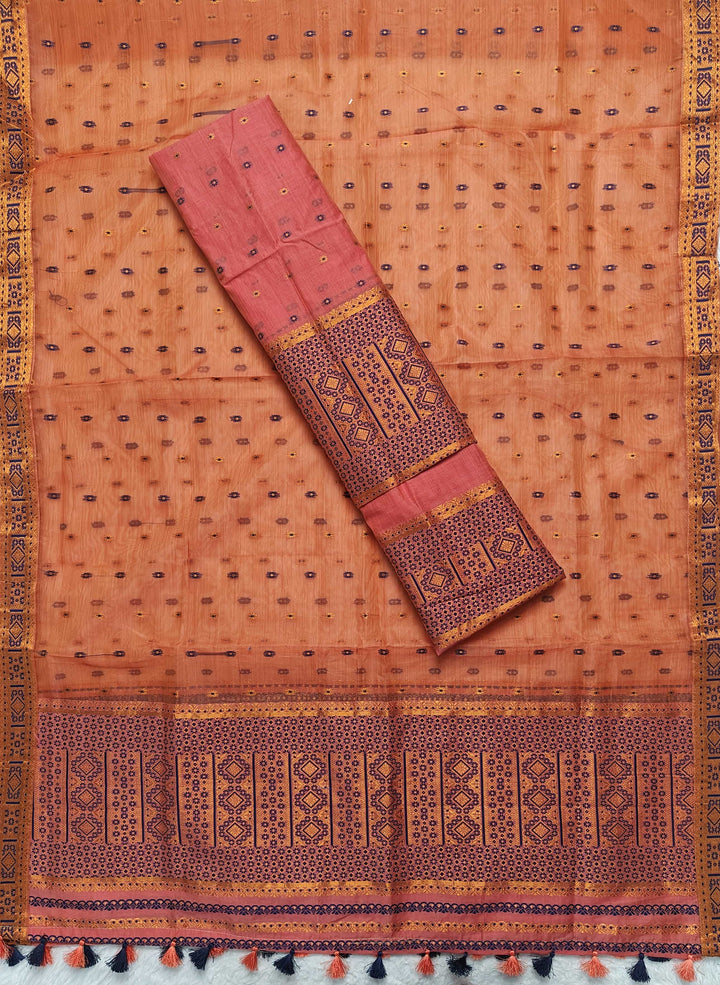 Ready-To-Wear Copper Jari Super Cotton Mekhela Art-Nuni Sador