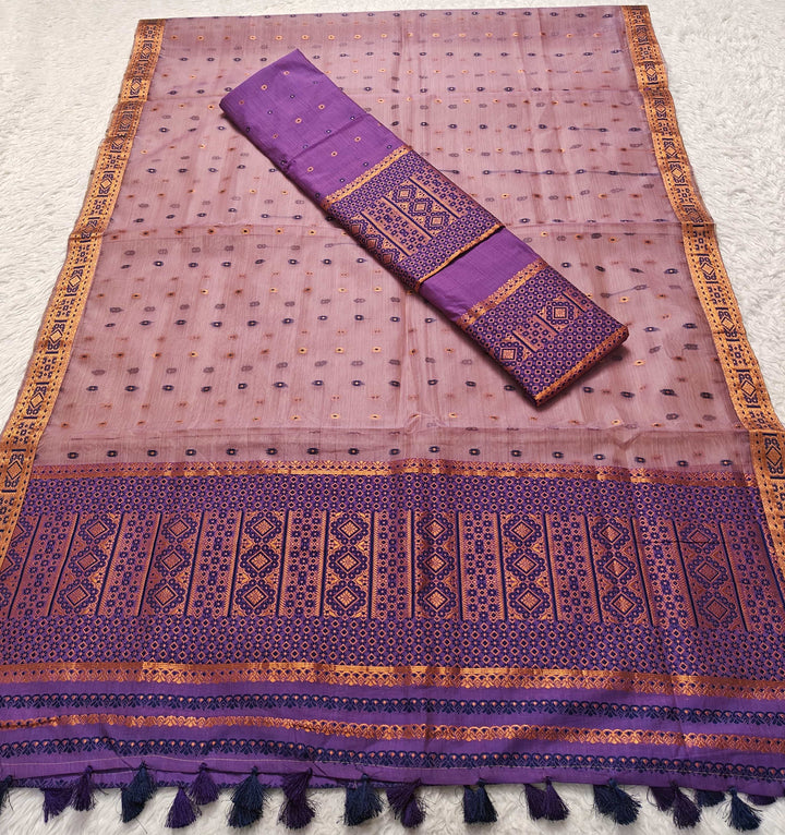 Ready-To-Wear Copper Jari Super Cotton Mekhela Art-Nuni Sador