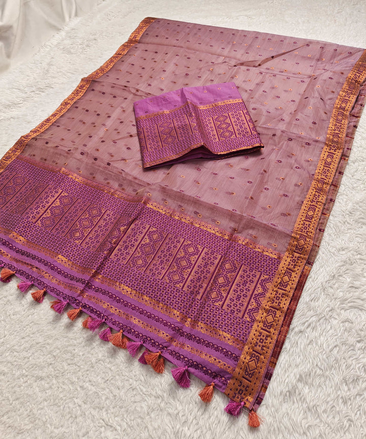 Ready-To-Wear Copper Jari Super Cotton Mekhela Art-Nuni Sador