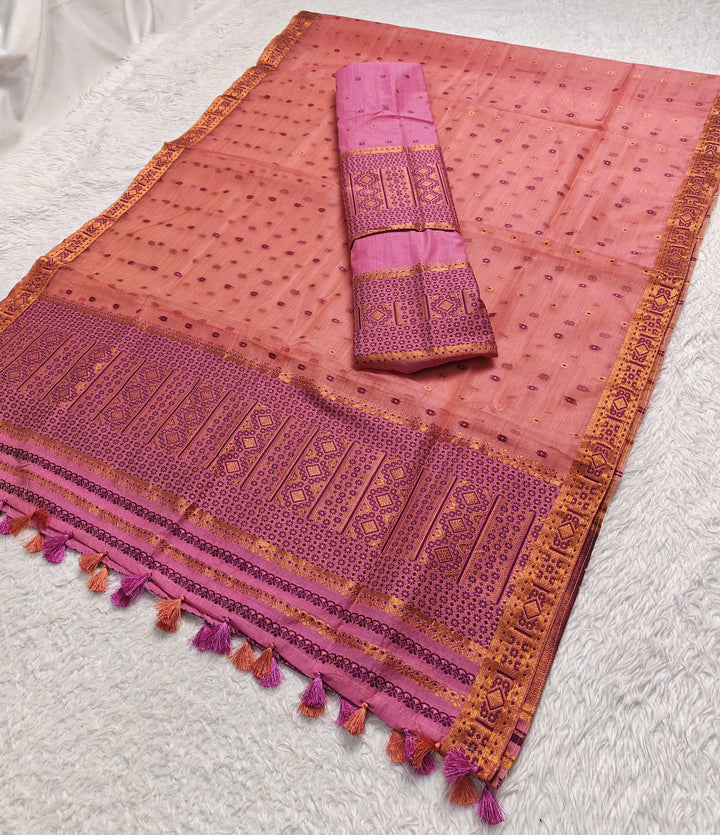 Ready-To-Wear Copper Jari Super Cotton Mekhela Art-Nuni Sador