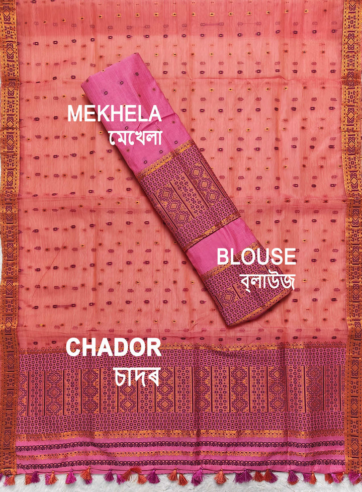 Ready-To-Wear Copper Jari Super Cotton Mekhela Art-Nuni Sador