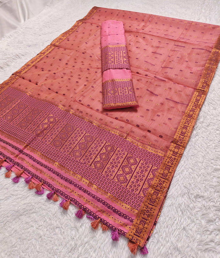 Ready-To-Wear Copper Jari Super Cotton Mekhela Art-Nuni Sador