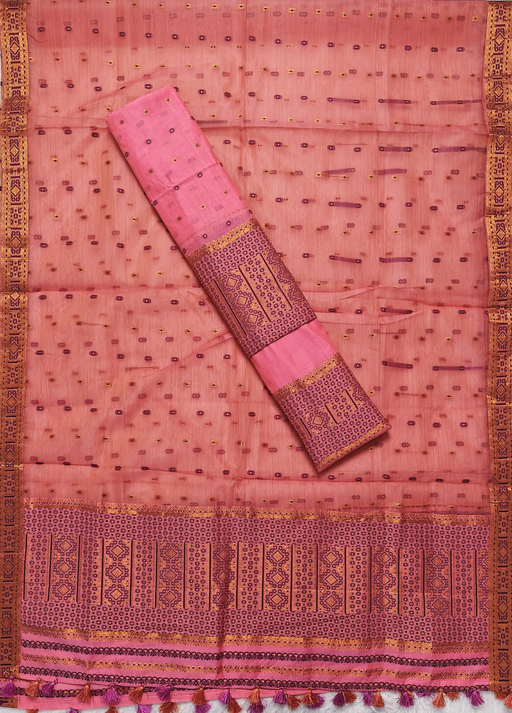 Ready-To-Wear Copper Jari Super Cotton Mekhela Art-Nuni Sador