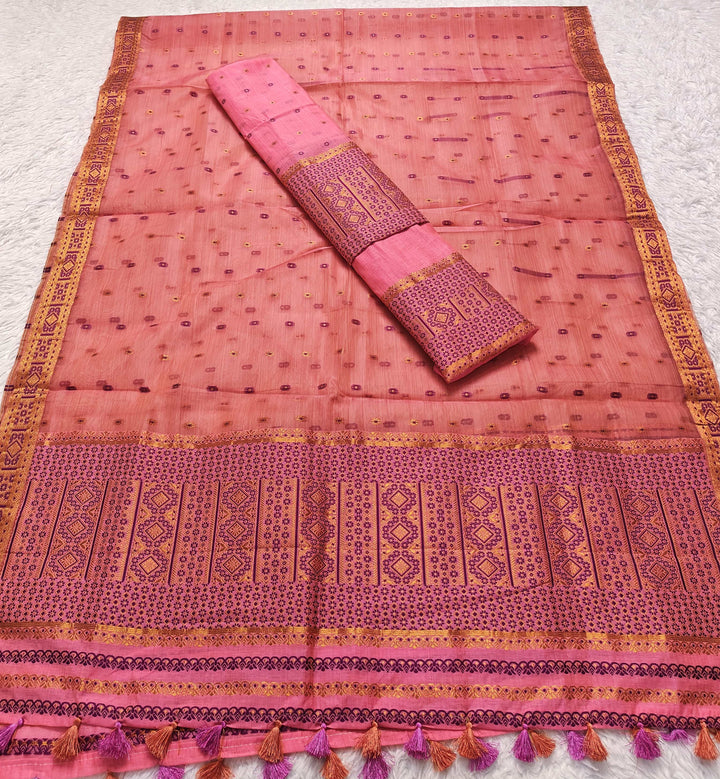 Ready-To-Wear Copper Jari Super Cotton Mekhela Art-Nuni Sador