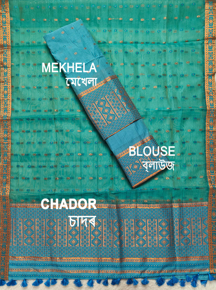 Ready-To-Wear Copper Jari Super Cotton Mekhela Art-Nuni Sador