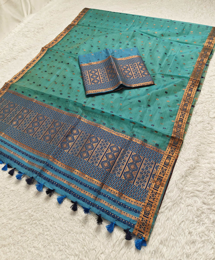 Ready-To-Wear Copper Jari Super Cotton Mekhela Art-Nuni Sador