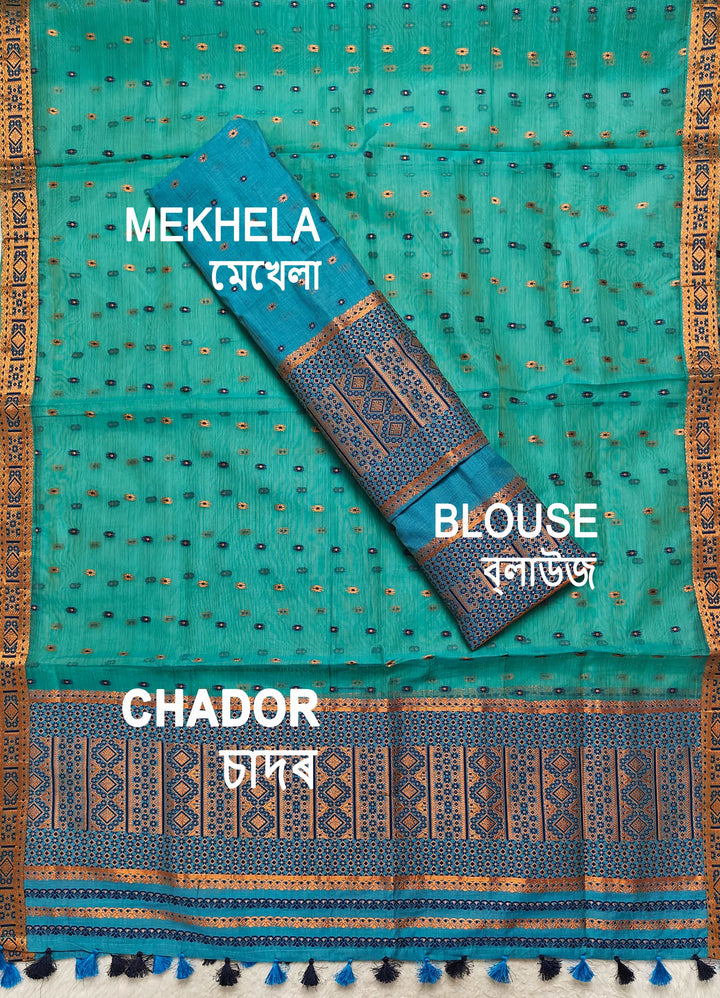 Ready-To-Wear Copper Jari Super Cotton Mekhela Art-Nuni Sador