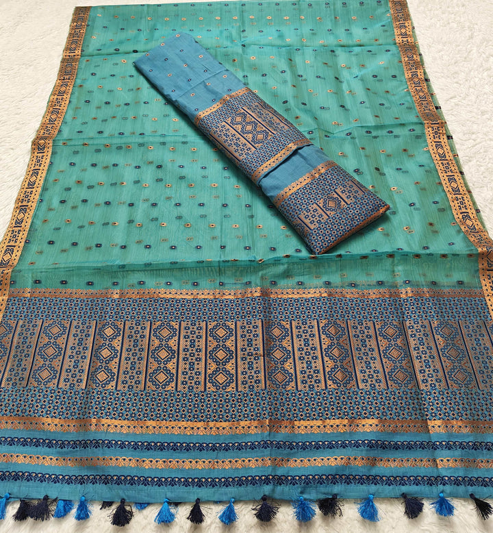 Ready-To-Wear Copper Jari Super Cotton Mekhela Art-Nuni Sador