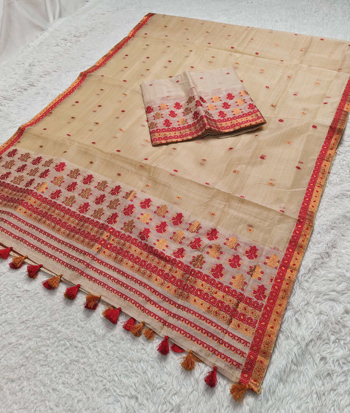 Ready-To-Wear Copper Jari Super Cotton Mekhela Art-Nuni Sador