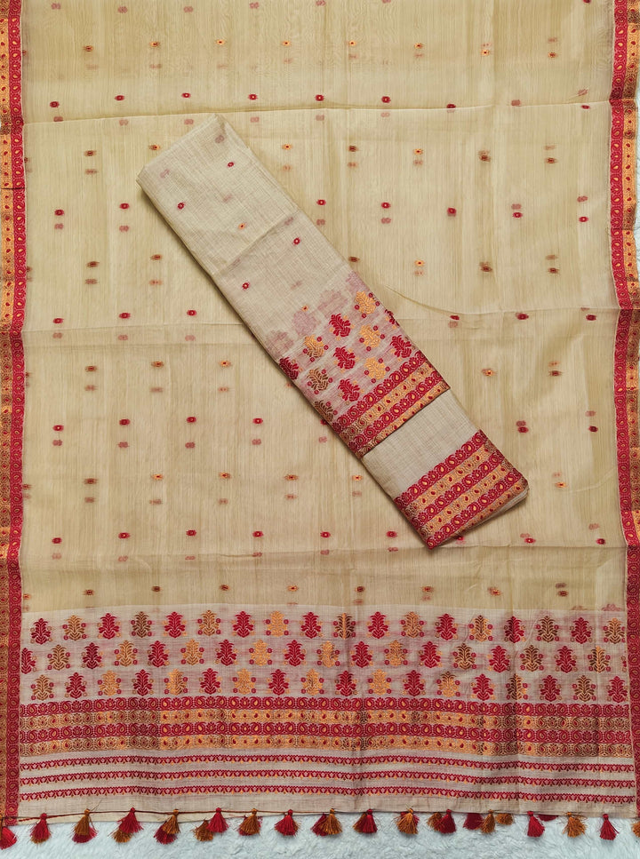 Ready-To-Wear Copper Jari Super Cotton Mekhela Art-Nuni Sador