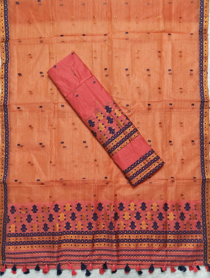 Ready-To-Wear Copper Jari Super Cotton Mekhela Art-Nuni Sador