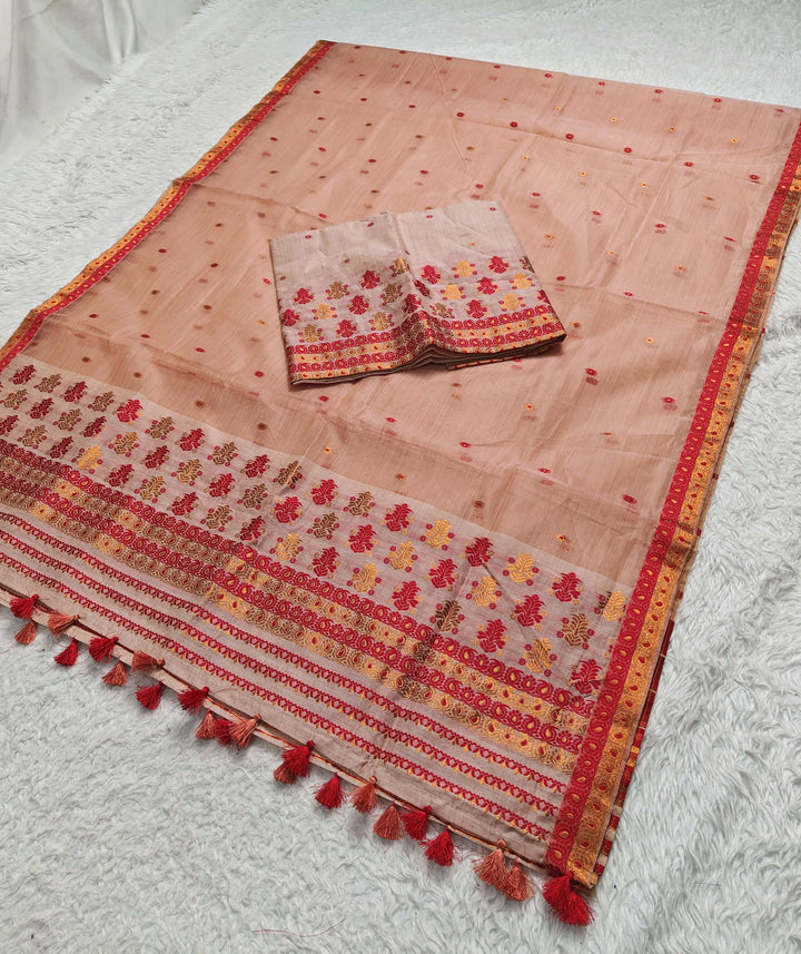 Ready-To-Wear Copper Jari Super Cotton Mekhela Art-Nuni Sador