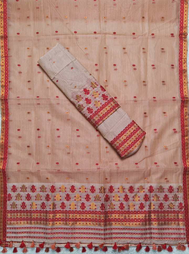 Ready-To-Wear Copper Jari Super Cotton Mekhela Art-Nuni Sador