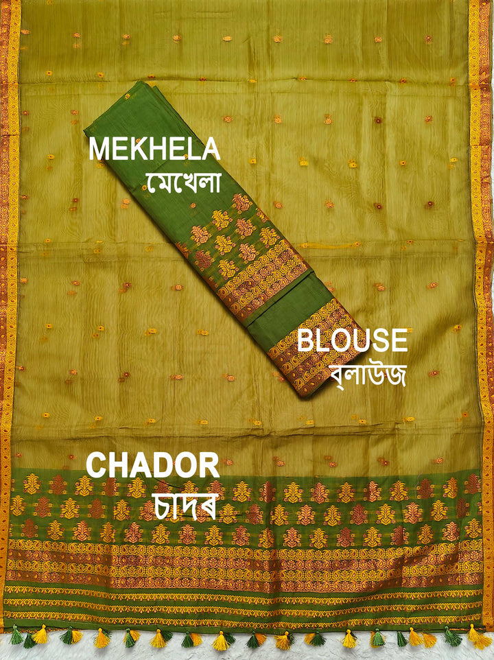 Ready-To-Wear Copper Jari Super Cotton Mekhela Art-Nuni Sador