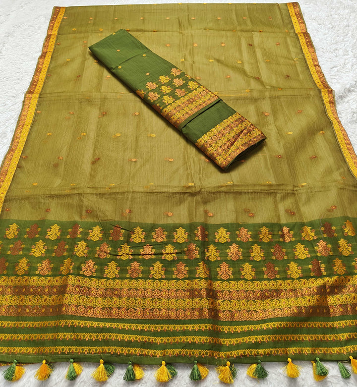 Ready-To-Wear Copper Jari Super Cotton Mekhela Art-Nuni Sador