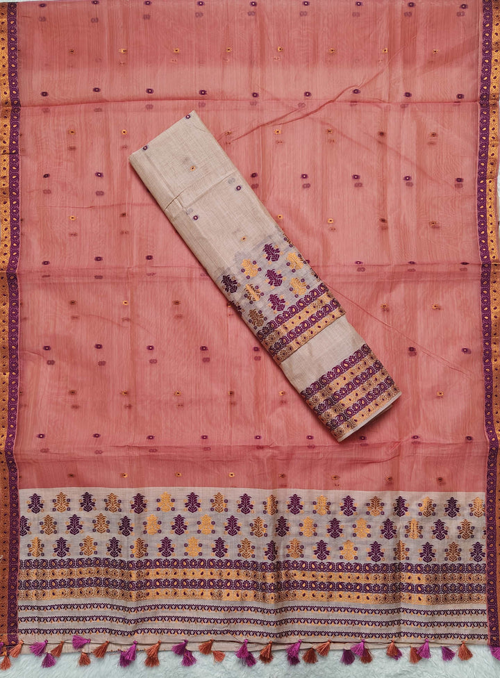 Ready-To-Wear Copper Jari Super Cotton Mekhela Art-Nuni Sador