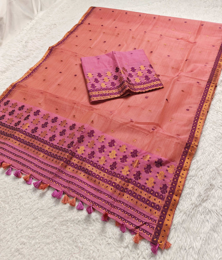 Ready-To-Wear Copper Jari Super Cotton Mekhela Art-Nuni Sador