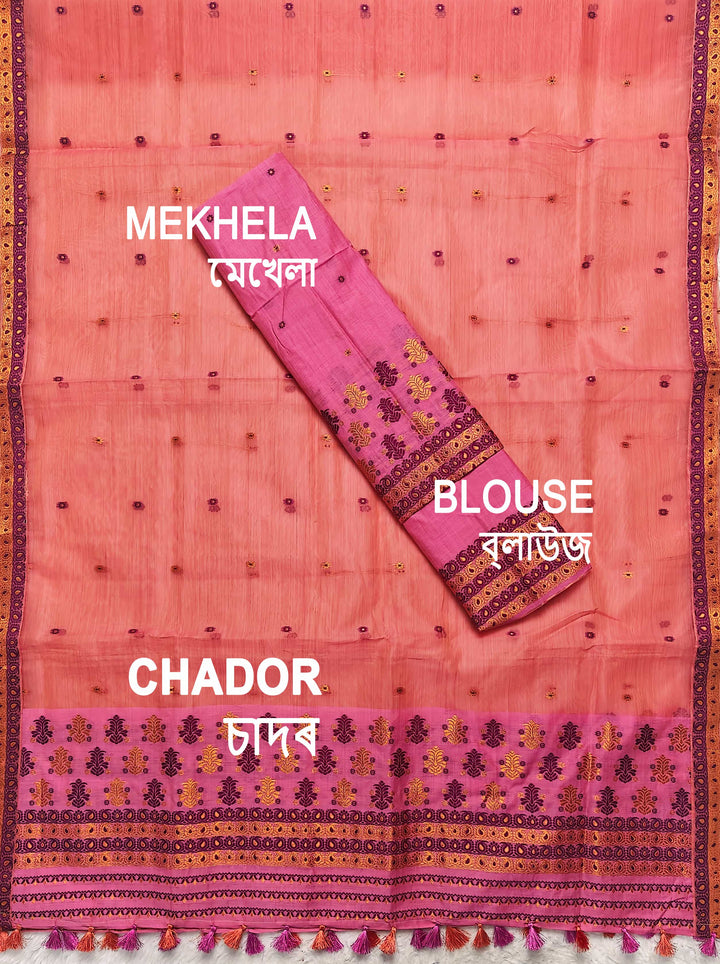 Ready-To-Wear Copper Jari Super Cotton Mekhela Art-Nuni Sador