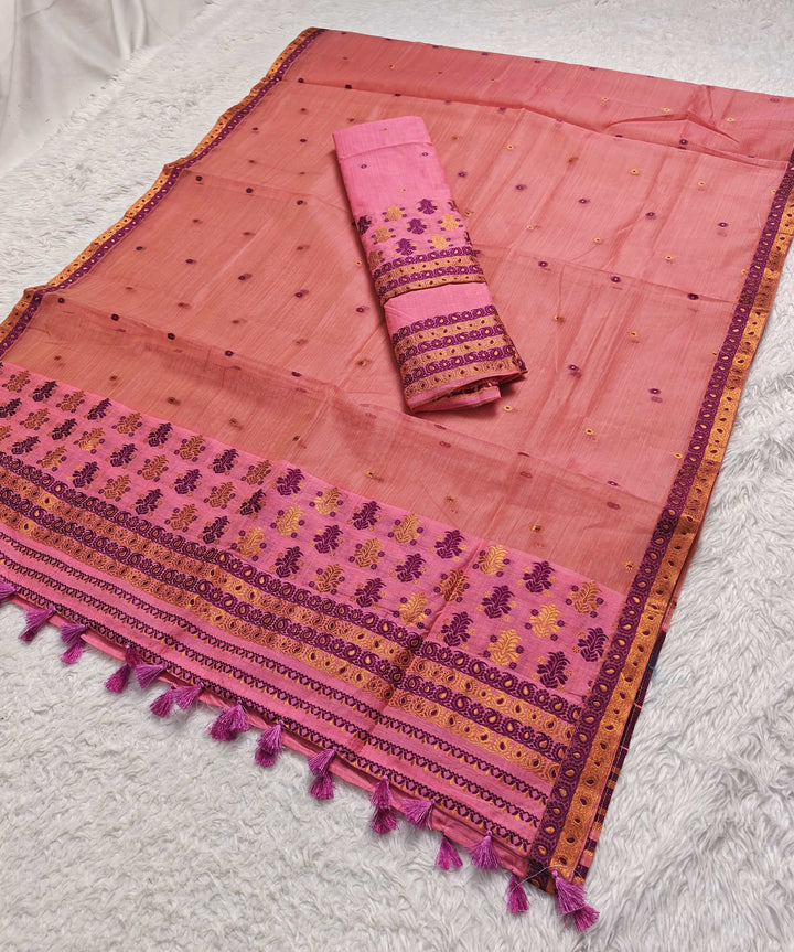 Ready-To-Wear Copper Jari Super Cotton Mekhela Art-Nuni Sador