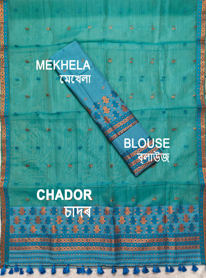 Ready-To-Wear Copper Jari Super Cotton Mekhela Art-Nuni Sador