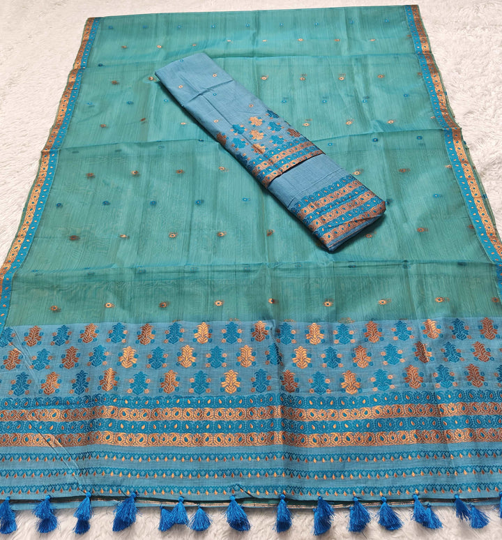 Ready-To-Wear Copper Jari Super Cotton Mekhela Art-Nuni Sador