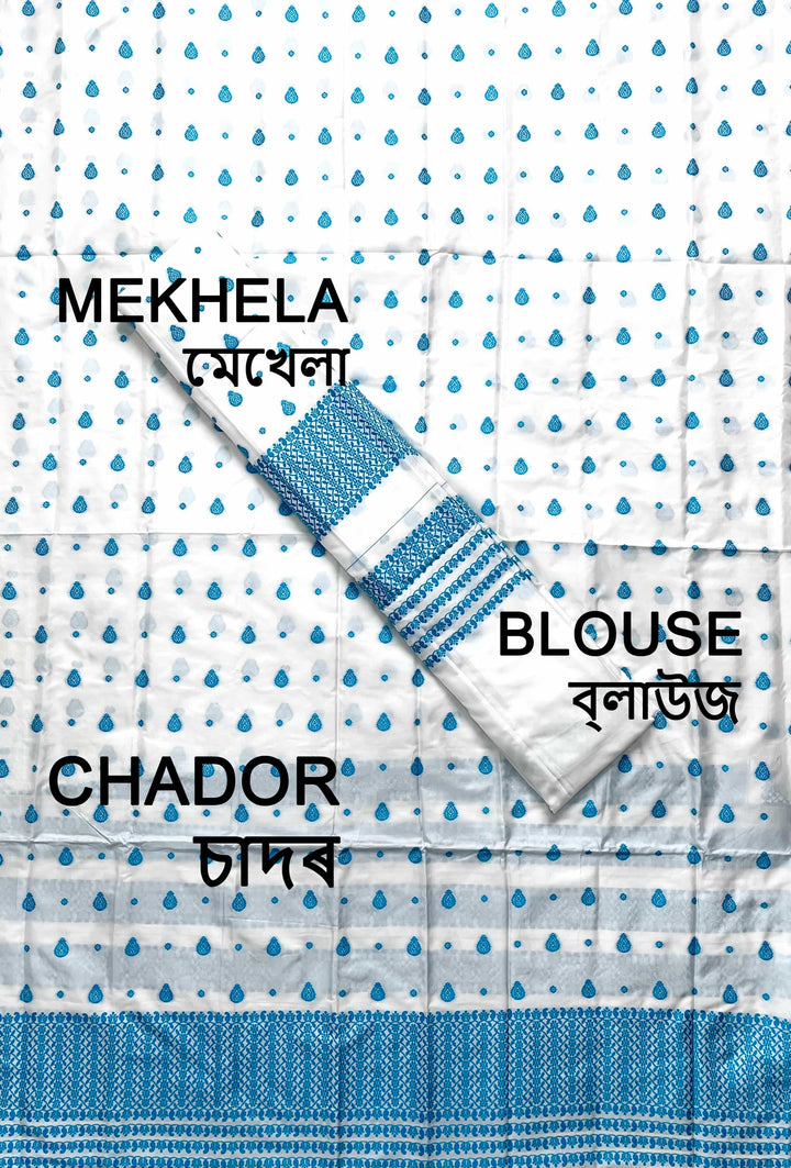 Small Buti Dhaga Work White Mix Set Mekhela Sador