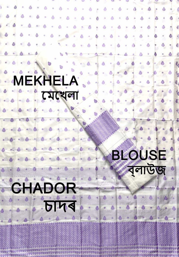 Small Buti Dhaga Work White Mix Set Mekhela Sador