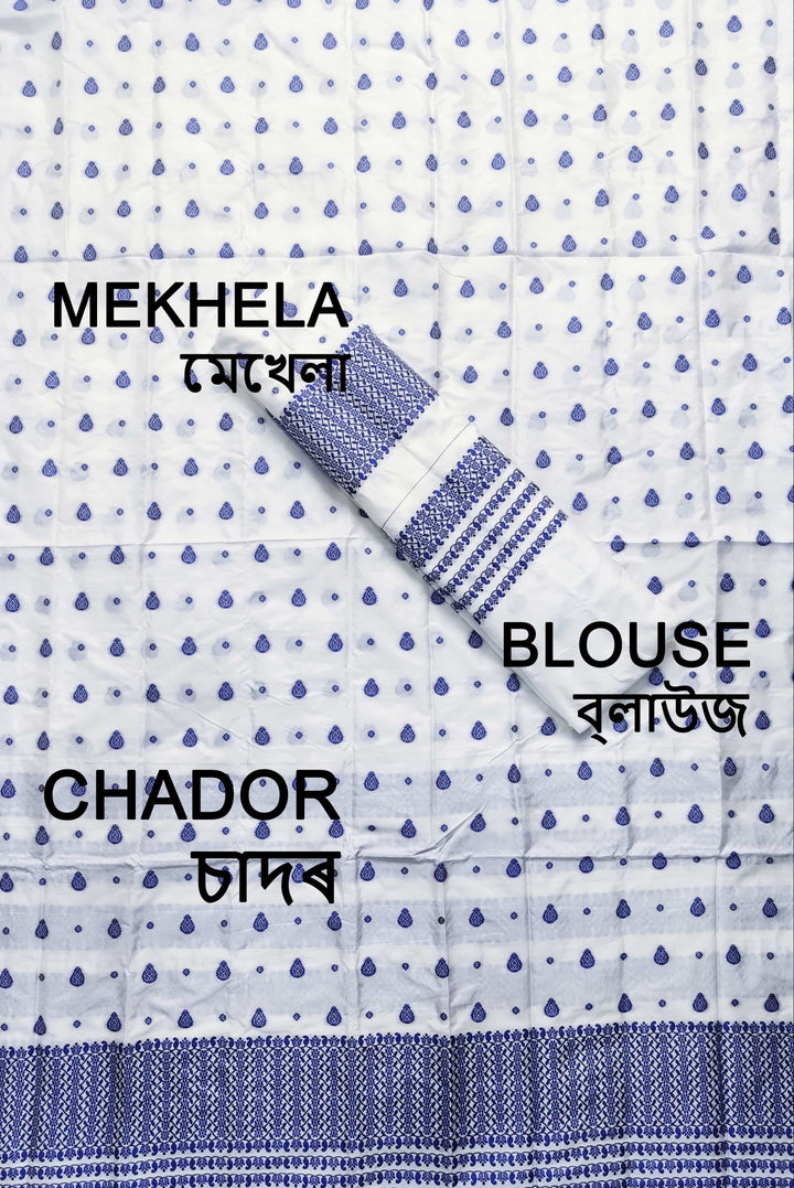 Small Buti Dhaga Work White Mix Set Mekhela Sador