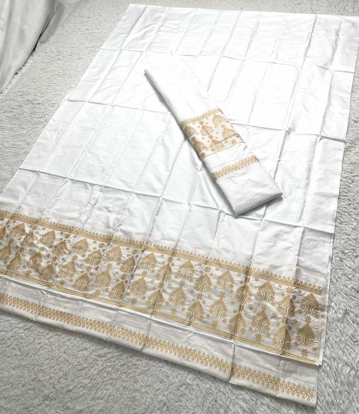 Dhaga Work Plain White Mix Set Mekhela Sador