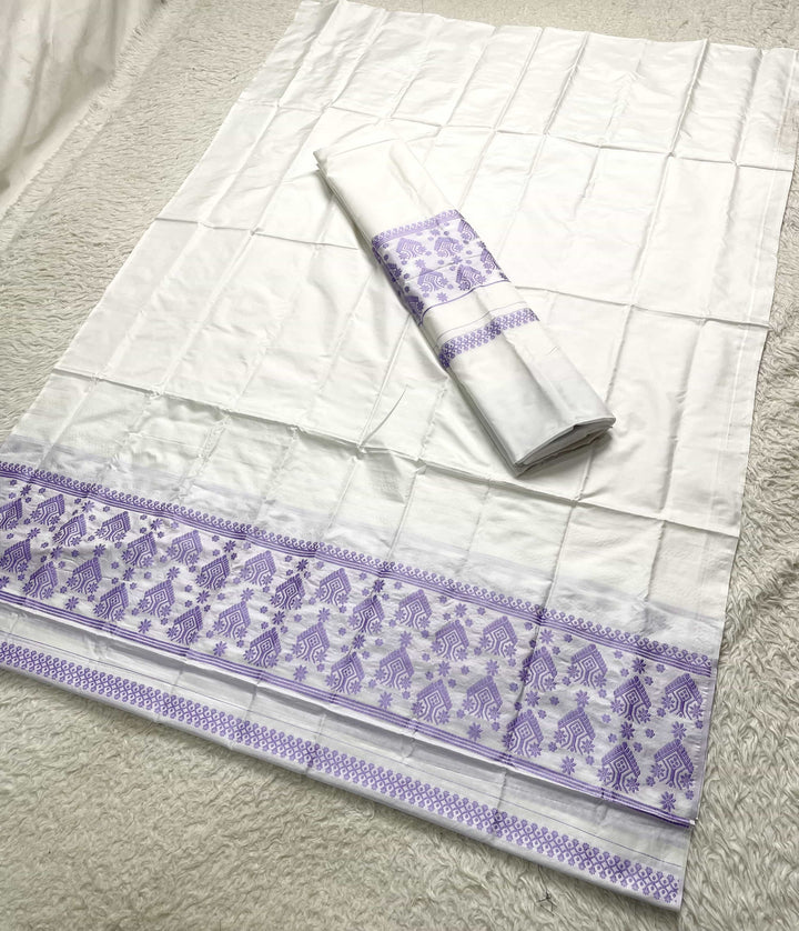 Dhaga Work Plain White Mix Set Mekhela Sador