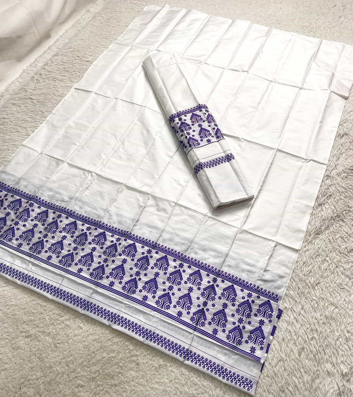 Dhaga Work Plain White Mix Set Mekhela Sador