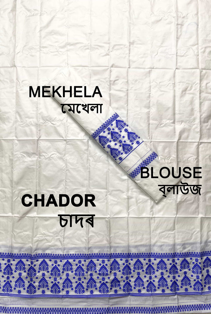 Dhaga Work Plain White Mix Set Mekhela Sador