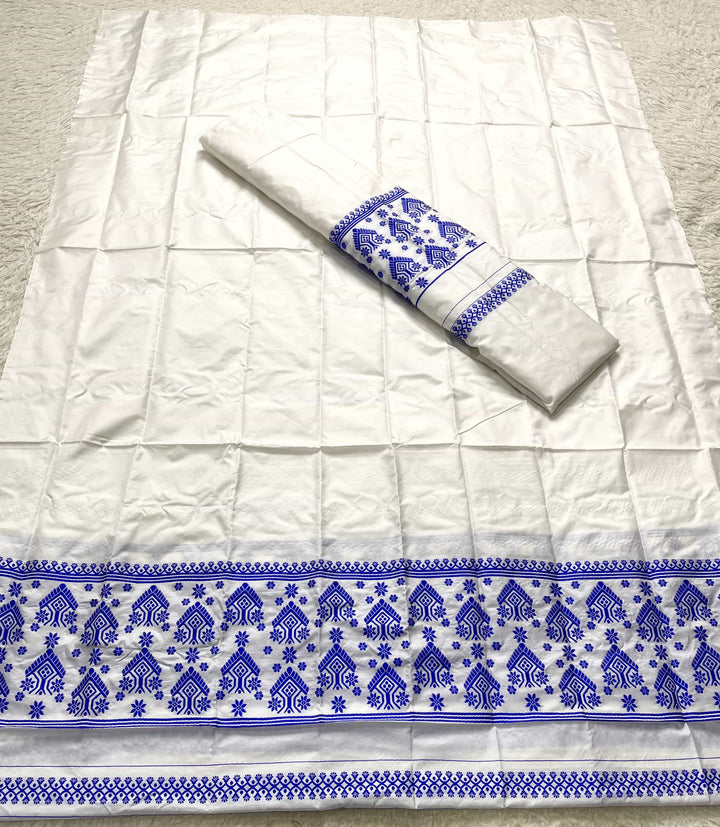 Dhaga Work Plain White Mix Set Mekhela Sador