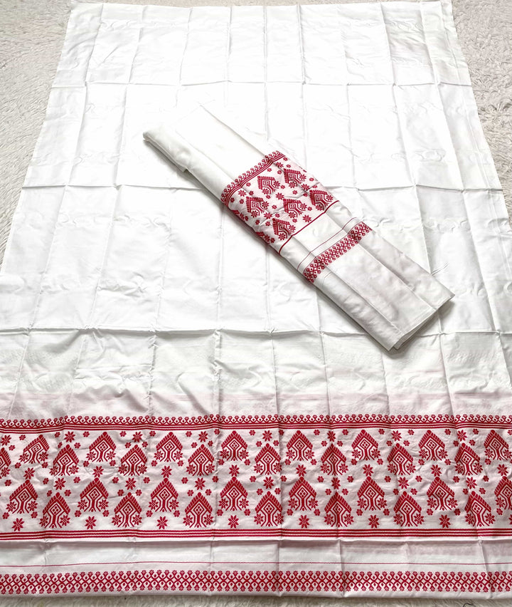 Dhaga Work Plain White Mix Set Mekhela Sador