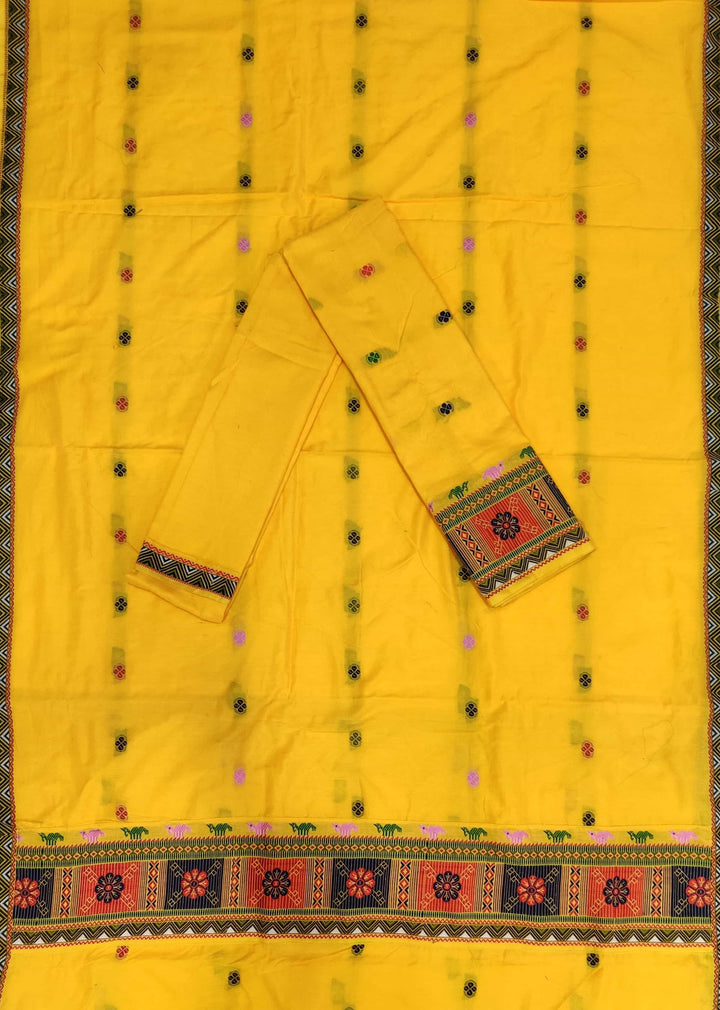 Multi-Colour Dhaga Work Slub Cotton* Mekhela Sador