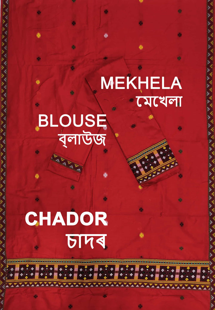 Multi-Colour Dhaga Work Slub Cotton* Mekhela Sador