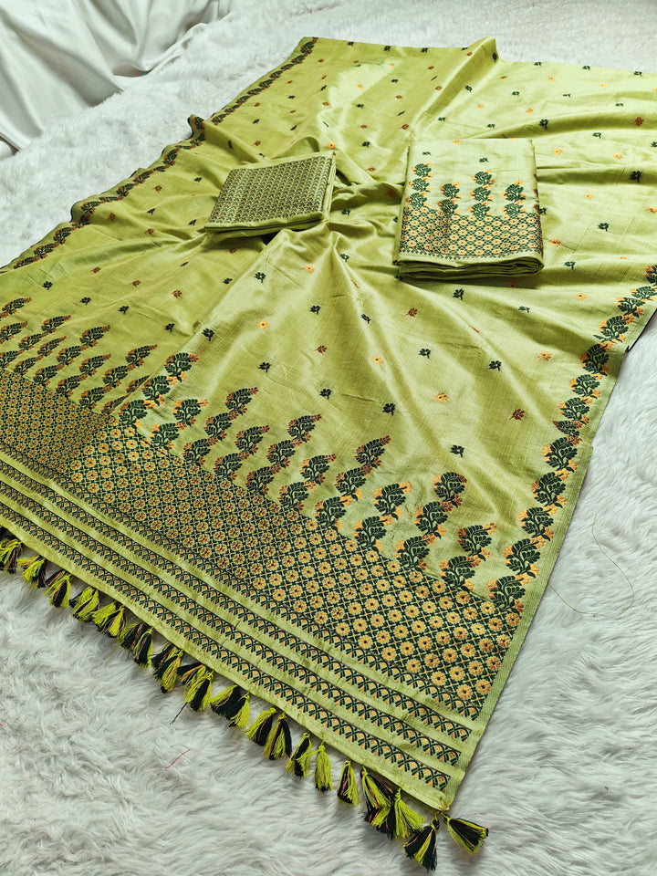 Ready-To-Wear Fixed Pari Bhagalpuri Art Toss* Mekhela Sador