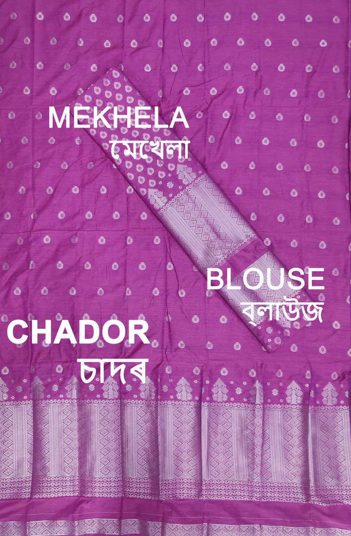 Silver Jari Super Cotton* Mekhela Sador