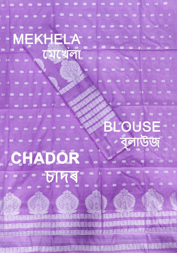 সূতাৰ- কাম (Dhaga-Work) এ চি কটন মেখলা চাদৰ 