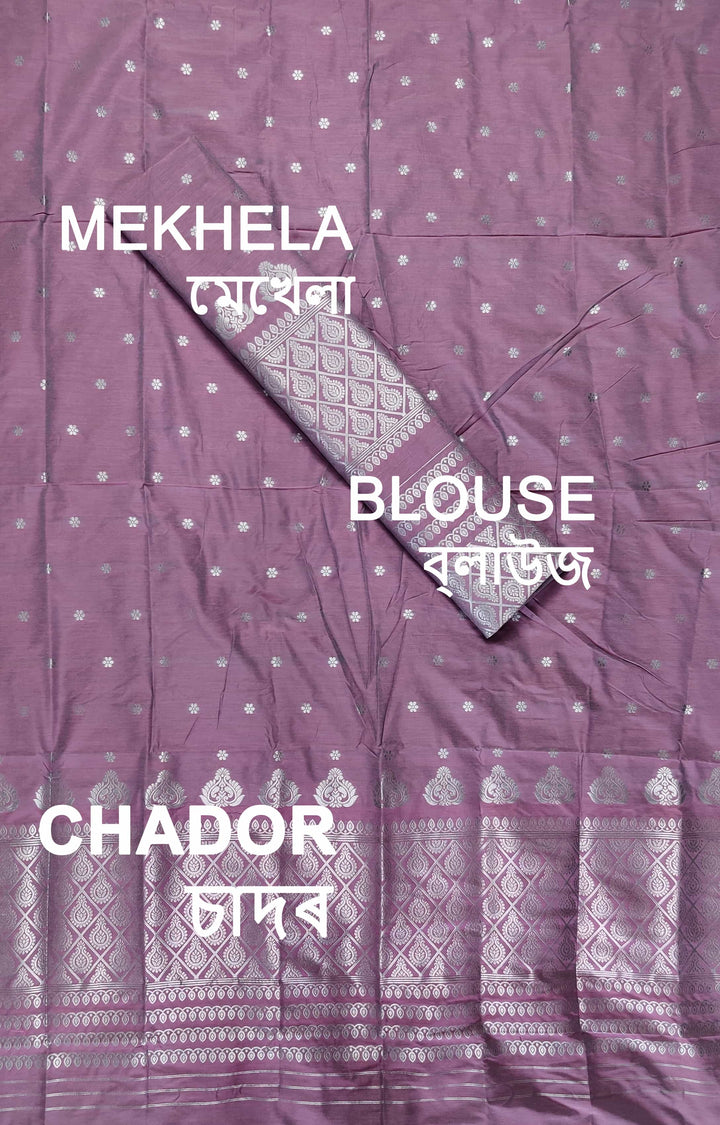 Silver Guna Super Cotton* Mekhela Sador