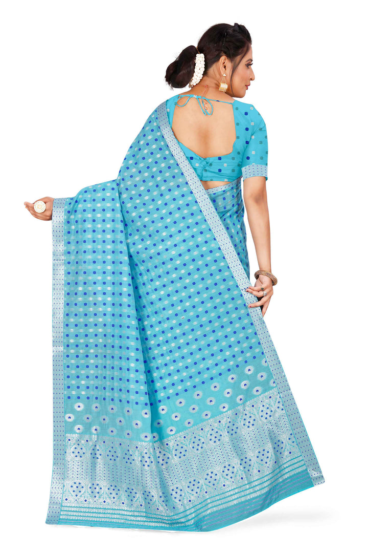 Silver Jari AC Cotton* Mekhela Chador