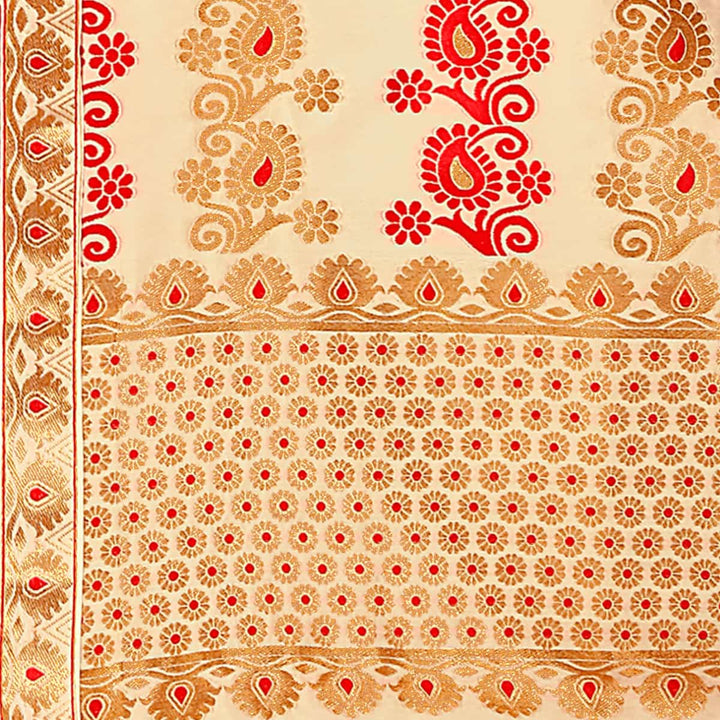 Gold Guna & Dhaga Work Poly Set Mekhela Sador