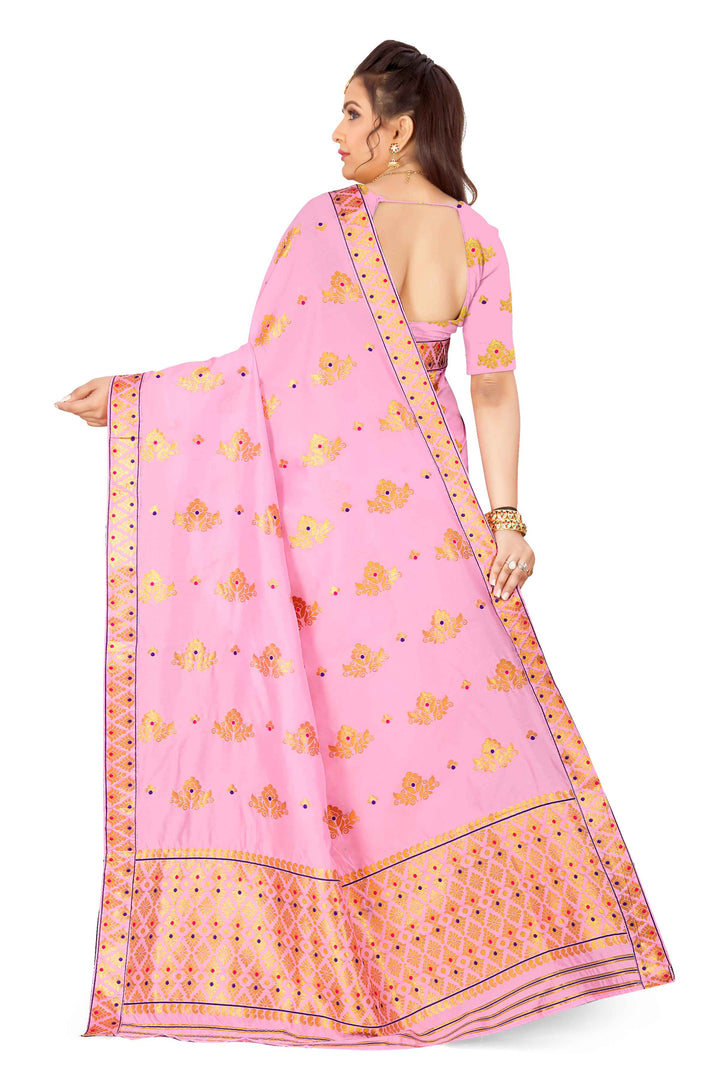 Gold Guna & Dhaga Mina Poly Set Mekhela Sador